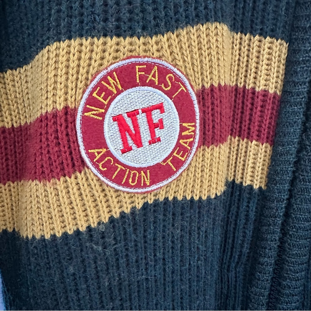Vintage New Fast Retro Athletic Varsity Knit Bomber Jacket Lined XL Gryffindoor - Picture 6 of 11